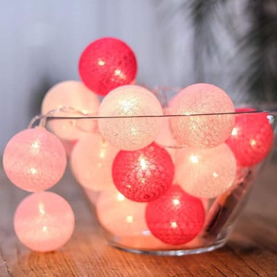 SnelShoppen - 20 LED Fairy Lights met Cotton Balls in 3 Kleuren - Decoratieve Sfeerverlichting voor Kinderkamer, Feest, Kerst, Bruiloft en Party