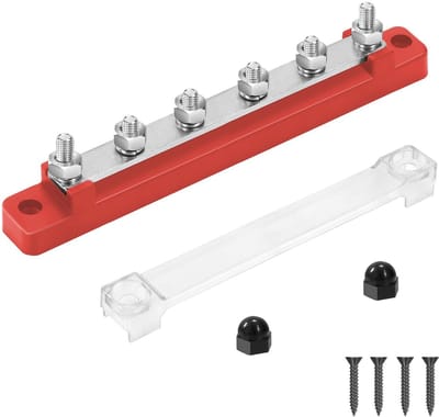 BusBar Stroomverdelerdoos 12V-48V DC 150A voor Auto en Boot met 6 M6 Klembouten