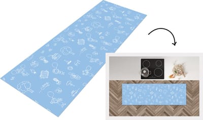 Keukenloper - Loper keuken - Patronen - Geboorte - Blauw - 150x50 cm - Keukenloper vinyl