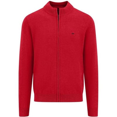 Fynch-Hatton Vest Cardigan Zip Superfine Cotton Poppy Red / male