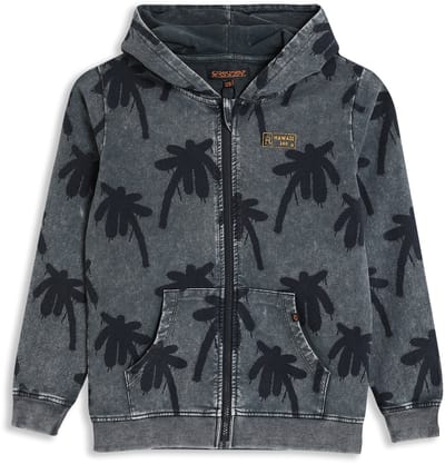 4PRESIDENT Sweater jongens - Ombre Blue Palm Aop - Maat 140 - Jongens trui