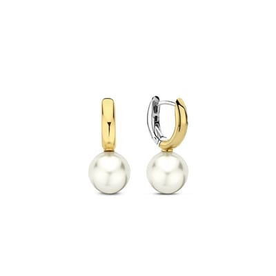 TI SENTO Dames Oorbellen - 925 zilver - Parel met geel verguld - 7986YP