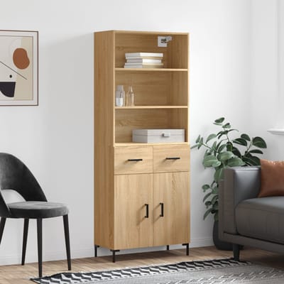 vidaXL - Hoge - kast - 69,5x34x180 - cm - bewerkt - hout - sonoma - eikenkleurig