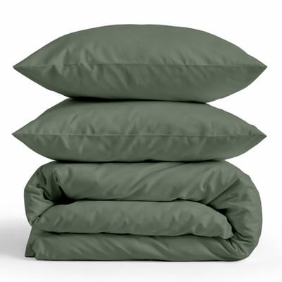 Decoware Dekbedovertrek Uni 240x220 cm - Groen - Katoensatijn - Met Kussenslopen - Lits-jumeaux