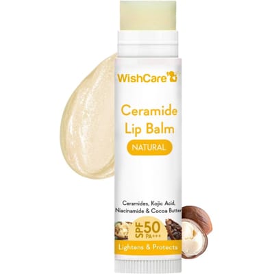 WishCare Lippenbalsem SPF 50 PA+++ 5g voor Vrouwen & Mannen Verhelderend Donkere Lippen met Hydraterende Ceramide Niacinamide, cacaoboter