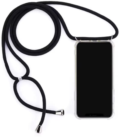 CHPN - Hoesje geschikt voor Xiaomi Redmi Note 9T - Telefoonhoesje met koord - Flexibel TPU - Hoesje met zwart koord - Transparant hoesje