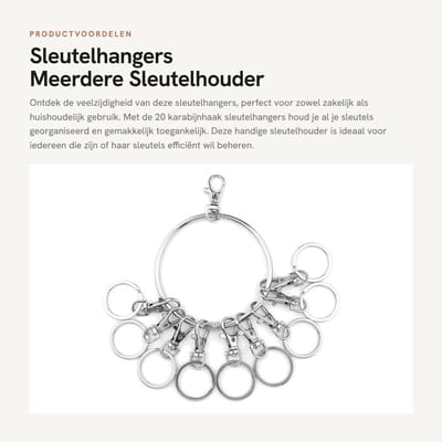 Dailygoods- Sleutelhanger Draagbaar met 20 Karabijnhaken - Sleutelhanger voor Bedrijfsbeheer - Sleutelhanger Huishoudelijk - Sleutelhanger Organizer - Sleutelhanger Management - Sleutelhanger voor Eigendomsbeheer - Sleutelhouder
