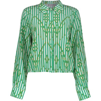 Geisha Blouse Ecru/green Size: XS | Long-Sleeved Tops Outlet | Dames | Groen