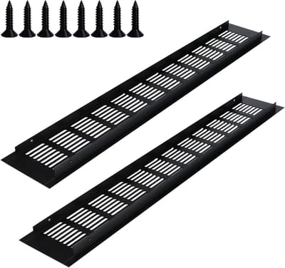 Luchtventilatierooster - Ventilatierooster Kast - Interne Ventilatie - Gepolijst Aluminium - 80mm x 500mm - Zwart