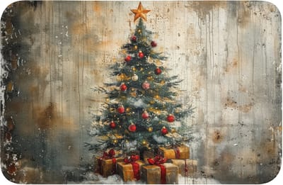 Badmat 60x40 cm - Antislip - Kerstboom - Vintage - Kerst - Cadeau - Badmatten voor badkamer - Badkamermat - Douchemat - Badkamer mat