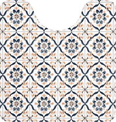 WC mat met uitsparing 55x60 cm - Antislip - Bladvorm - Patroon - Kleurrijk - Toiletmat met uitsnijding - Vloermat - Douchemat - Toilet tapijt - Toiletmatten