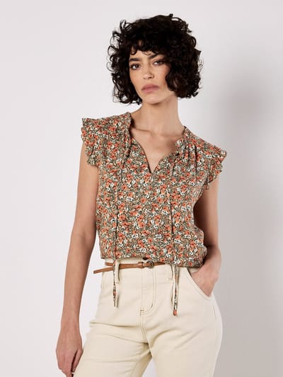 Ditsy Floral Ruffle Sleeve Top