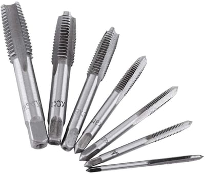 7-delige Schroefdraad Tap Set M3-M12, Stalen Tap en Draad Snijgereedschap voor Hout, Kunststof en Aluminium