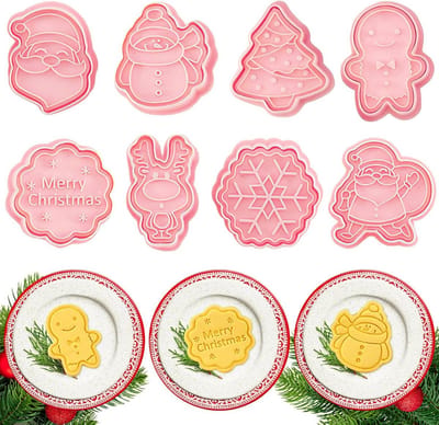 8 Delige Kerst Koekjesvormen Set - Peperkoekmannetje, Sneeuwvlok & Rendier Uitstekers