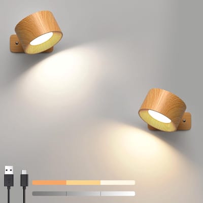 SCH® Oplaadbare Wandlamp - Wandlamp - Bruin - ‎13cm x 20cm x 5cm