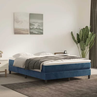 vidaXL - Pocketveringmatras - medium - 140x210x20 - cm - fluweel - donkerblauw