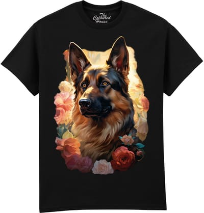 Duitse Herder German Shepherd Portrait The Coloured House T-shirt XXL