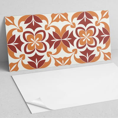 Coloray Wandpanelen Zelfklevend - Bloemenpatroon met bladeren PVC Wandpaneel - 100 cm x 50 cm - Rood Wandbekleding Zelfklevend - 1 stuk - Mozaïeken Wandpanelen Zelfklevend - Wandpaneel Keuken - Wandpanelen Badkamer