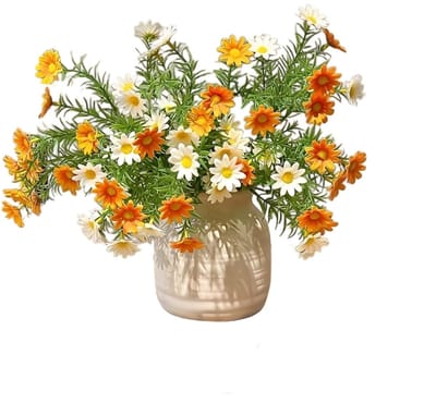 Dailygoods- Kunstbloemen Set - 3 Bundels Madeliefjes - UV-bestendig - Decoratie voor Balkon/Tafel - Levensechte Look - Buigzame Stelen - Nep Bloemen