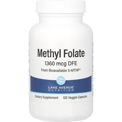 Lake Avenue Nutrition, Methylfoliumzuur, 800 mcg, 120 Veggie Capsules