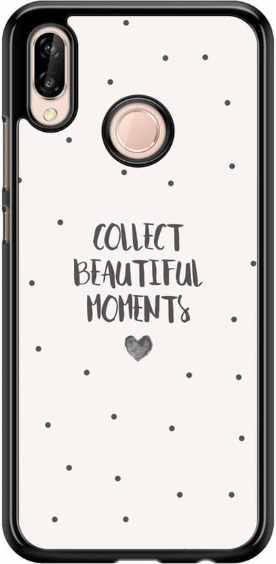 Casimoda® telefoonhoesje - Geschikt voor Huawei P20 Lite (2018) - Collect Beautiful Moments - Zwart TPU hoesje - Backcover - Bruin/beige - Tekst