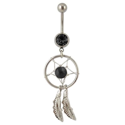 Fako Bijoux® - Navelpiercing - Dreamcatcher - Zwart