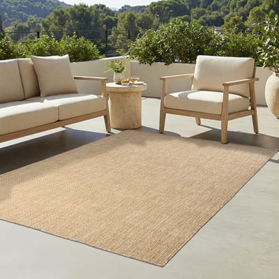 TAPISO Yucana Buitentapijt - Flatweave Vloerkleed Buiten & Binnen - Modern Gemêleerd Design - Beige Creme Buitenkleed - Weerbestendig & UV-bestendig 60x200