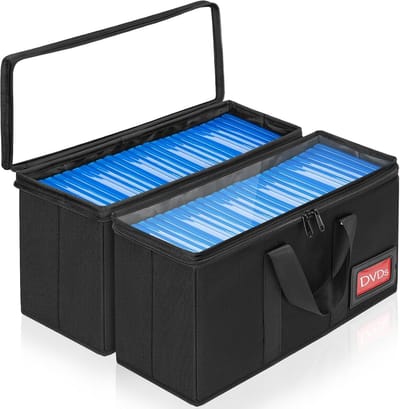Ruimtebesparende CD/DVD Opbergdoos met Draaghandvat en Transparante Deksel - 2-Pack voor Organisatie en Bescherming