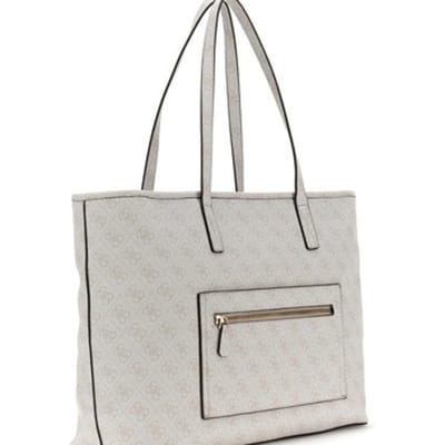 GUESS shopper schoudertas met laptopvak Power Play II Large Tech Tote Bone Logo crème