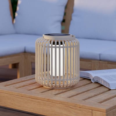 EGLO Marliano Solar Tafellamp Buiten - Zonne-energie - LED - 24 cm - Bruin/Zwart/Wit - Hout - Oplaadbaar