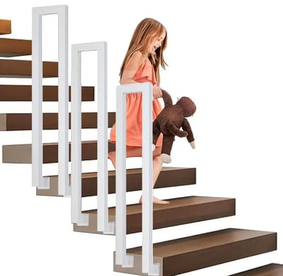 Veiligheid en Stijlvolle U-vormige Trapleuning voor Binnen en Buiten, 90 cm Metaal Wit