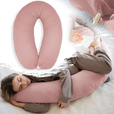 Ergonomisch XXL Voedingskussen - 190 x 30 cm Biologisch Mousseline Katoen voor Zwangerschap en Zijslaapkussen