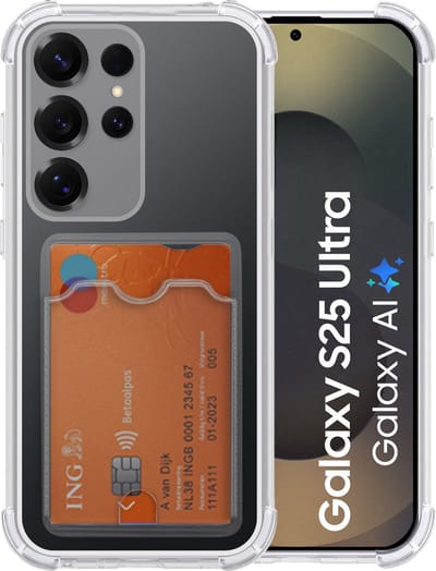Hoesje Geschikt Voor Samsung Galaxy S25 Ultra - met pashouder - Shockproof case - Arara backcover - transparant