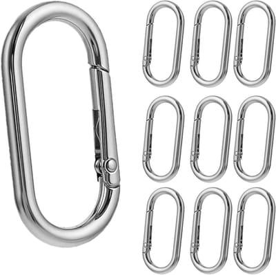 10 Stuks Oval Carabiner Haakjes 49mm van Zinklegering voor Sleutelhangers, Rugzakken en DIY Tassen