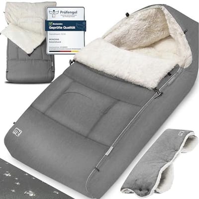 Voetenzak voor baby's met handwarmers en reflectoren voor winterse veiligheid