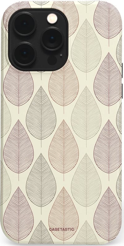 Casetastic hoesje geschikt voor Apple iPhone 14 Pro Max - MagSafe - Dubbellaagse bescherming - Botanisch retro bladeren dans - Fashion Case - Crème