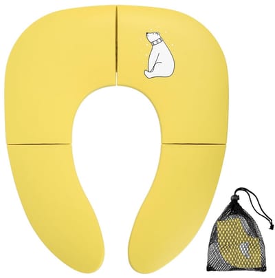 TOVBMUP Kinderwcbril - Opklapbare Toilettensitz voor Kleuters - Reis WC Sitz met Zuignap - Geschikt voor Thuis en Onderweg - Versterkt Kunststof Frame met Roestvrijstalen Scharnier - Incl. Draagtas - 34,5x29 cm Uitgeklapt, 18x15 cm Ingeklapt