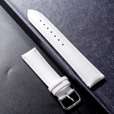 Bracelet de montre en cuir de vache véritable, universel, uni, pour femmes et hommes, 20 mm, 24 mm 19mm blanc