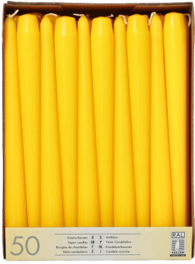 papstar leuchterkaarsen- 22 mm- geel- 50 stuks pack