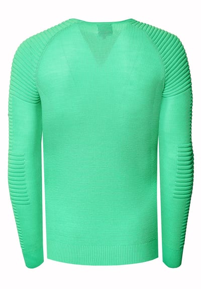 Slim fit fijngebreide biker trui met ronde hals