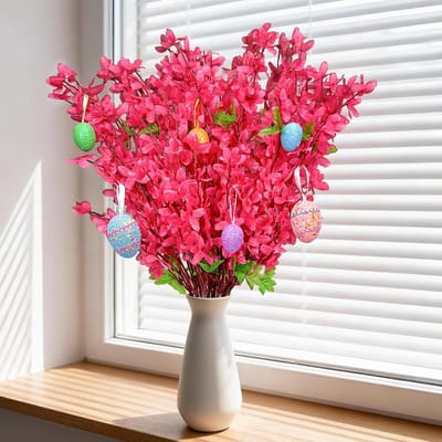 2 Forsythia takken kunstbloemen 60cm - voorjaarsdecoratie - dichte boeketten - ideaal voor vaas of tafel - ShopVlot