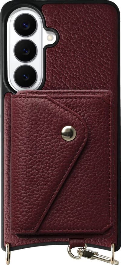 AVY Leren Hoesje Geschikt voor Samsung Galaxy S26 Plus | Met Magnetische Kaarthouder | Compatibel met MagSafe | Leather Case met Wallet | Burgundy