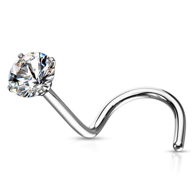 Neuspiercing PVD U-bocht prong set 0.8x6x2.5 - zilver wit - LMPiercings