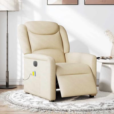 vidaXL - Massagestoel - elektrisch - verstelbaar - stof - crèmekleurig