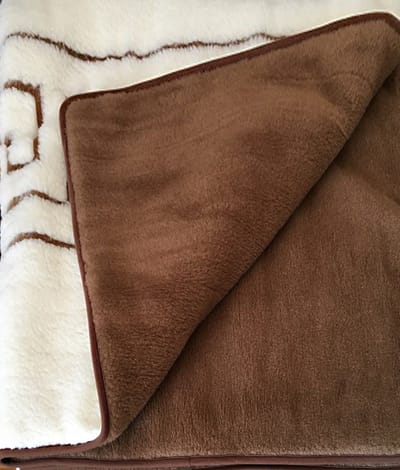 Deken 100% Wol - Dubbelzijdig - Puur Australische Merino & Kameel Blend Amalthea – Bruin Ecru Premium Wollen Deken OnceDoce® 2 x 450 g/m² - Warm Ademend Zacht – Woolmark ® Keurmerk - Wasbaar – 180x200cm