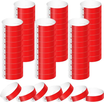 600 Stuks Rode Waterdichte Polsbandjes voor Evenementen, Feesten en Festivals - Ideaal voor Toegangscontrole en Identificatie