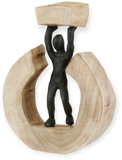 Gilde Handwerk - Beeld - Sculptuur - Strong Man - Metaal/Mangohout