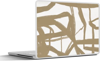 Laptop sticker - 14 inch - Abstract - Bruin - Wit - 32x5x23x5cm - Laptopstickers - Laptop skin - Cover