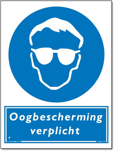 Oogbescherming verplicht bord - Forex - 30 x 40 cm