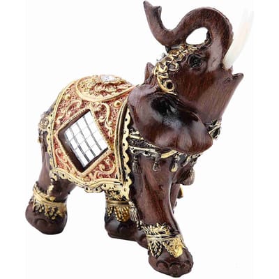 Statue d'éléphant porte-bonheur Feng Shui en Grain de bois, Sculpture de richesse, cadeau de décoration pour la maison M